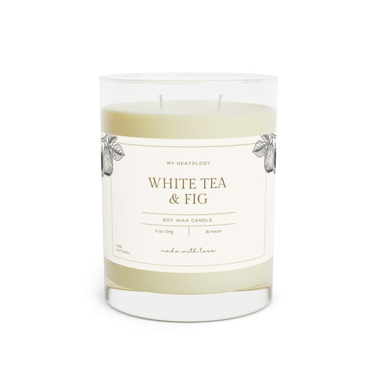 White Tea & Fig Scented Candle - Full Glass, 11oz