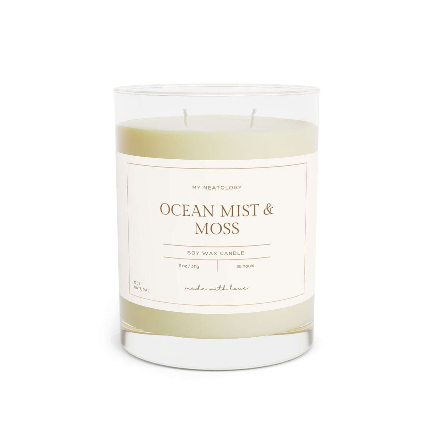 Ocean Mist & Moss Scented Candle - Full Glass, 11oz