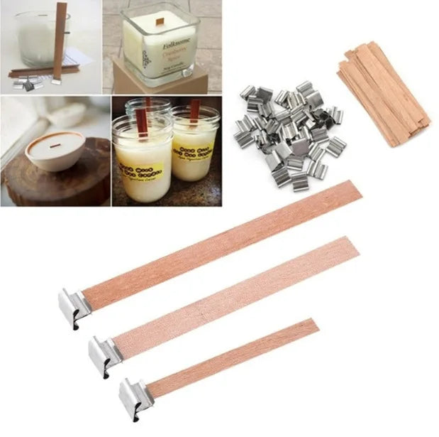 30pcs Wooden Candle Wicks Candle Making Set with Clip Base - My Neatology 