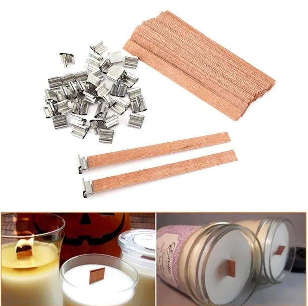 30pcs Wooden Candle Wicks Candle Making Set with Clip Base - My Neatology 