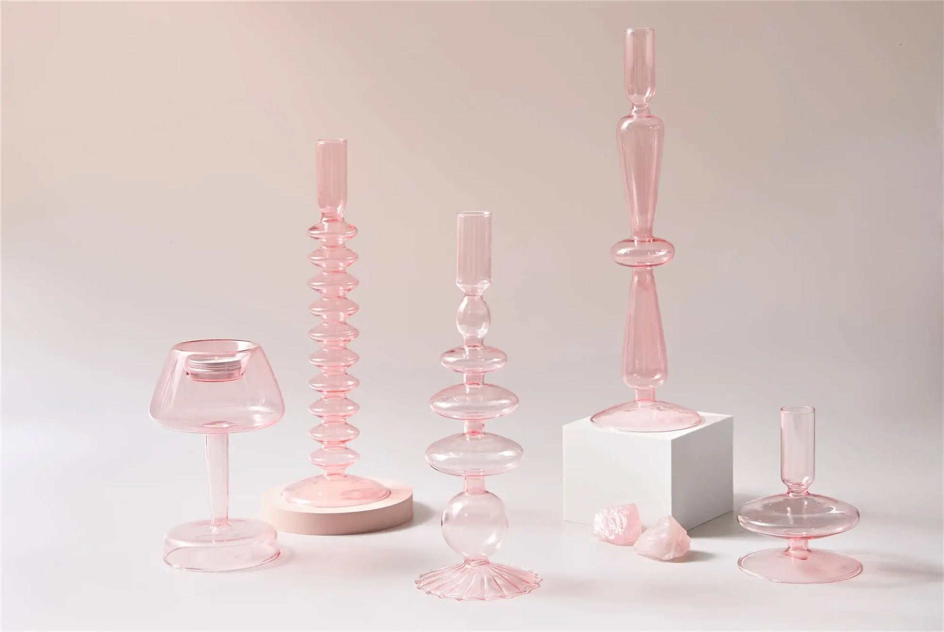 Elegant Pink Glass Candle Holder & Vase – Nordic-Style Home Decor for Weddings, Events, and Table Centerpieces - My Neatology 