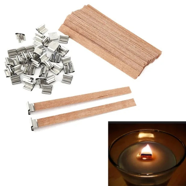 30pcs Wooden Candle Wicks Candle Making Set with Clip Base - My Neatology 