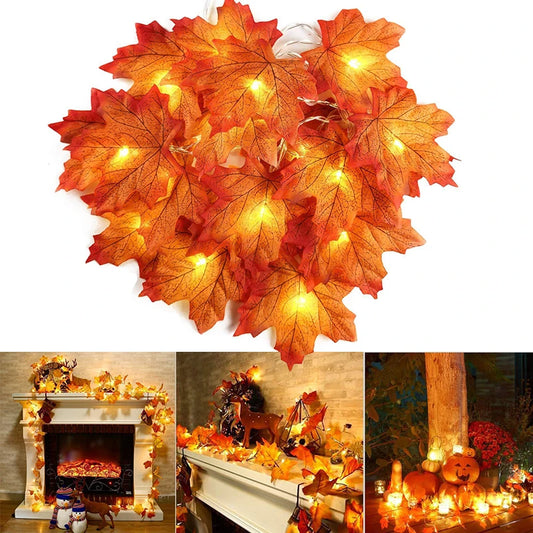 Artificial Maple Leaf LED Light String Garland - My Neatology