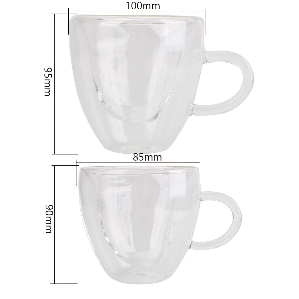 Heart Love Shaped Double Glass Mug – Heat-Resistant Coffee & Tea Cup - My Neatology