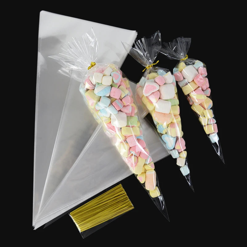 50pcs Clear Cone Candy Storage Bags - My Neatology