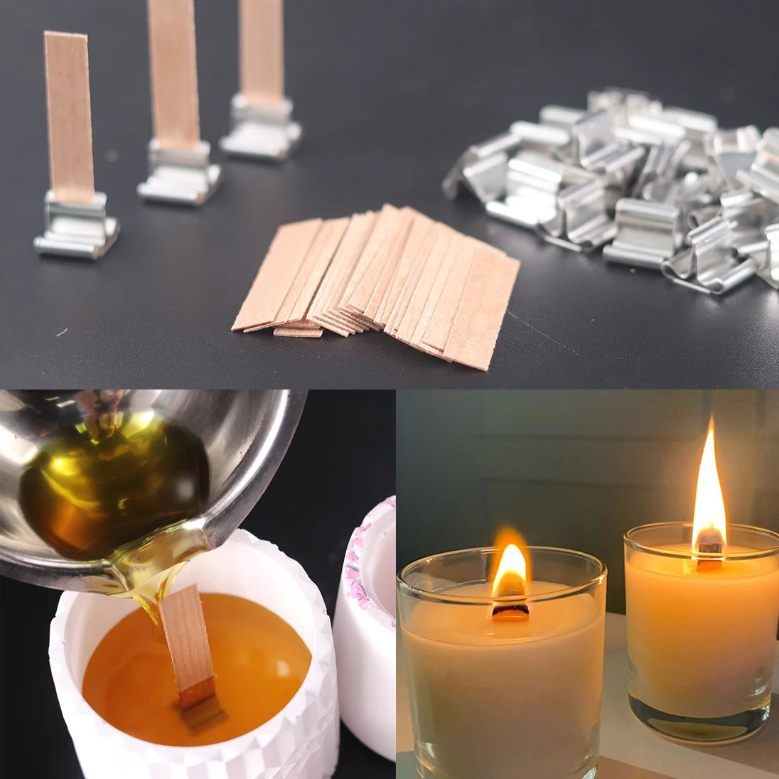 30pcs Wooden Candle Wicks Candle Making Set with Clip Base - My Neatology