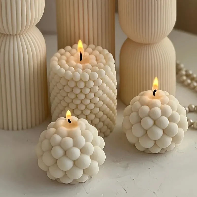 3D Silicone Candle Mold - Cylindrical Bubble and Round Ball Shape for DIY Candle and Craft Making - My Neatology