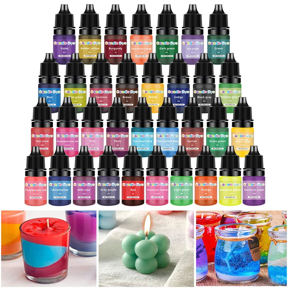 33 Colors Soy Wax Pigment Liquid Dye for Candle and Soap Making (5ml) - My Neatology