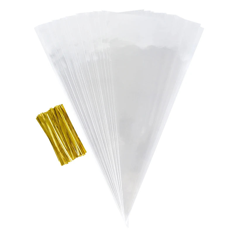 50pcs Clear Cone Candy Storage Bags - My Neatology