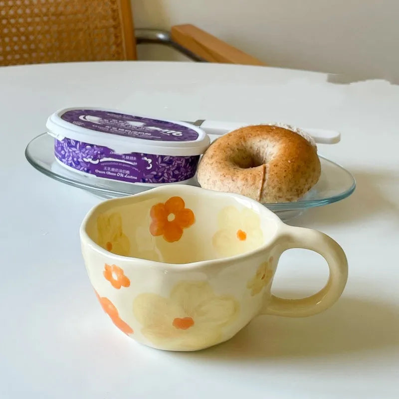 Irregular Flower Ceramic Mug – Hand Pinched Korean Style - My Neatology