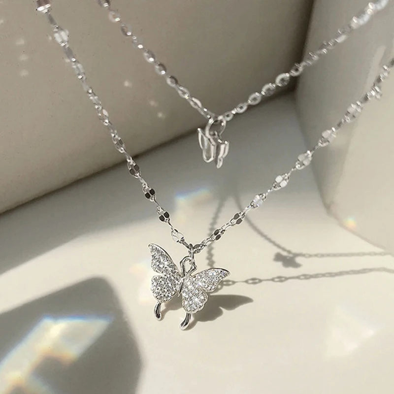 Shiny Butterfly Double-Layer Necklace - My Neatology