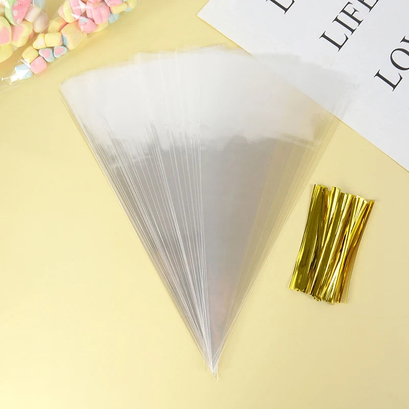 50pcs Clear Cone Candy Storage Bags - My Neatology 