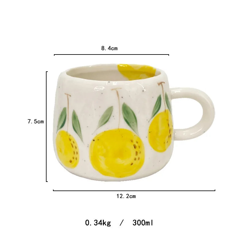 Vibrant Fruit-Themed Ceramic Coffee Mug & Plate Set - My Neatology