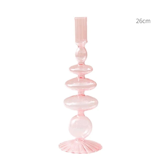 Elegant Pink Glass Candle Holder & Vase – Nordic-Style Home Decor for Weddings, Events, and Table Centerpieces - My Neatology