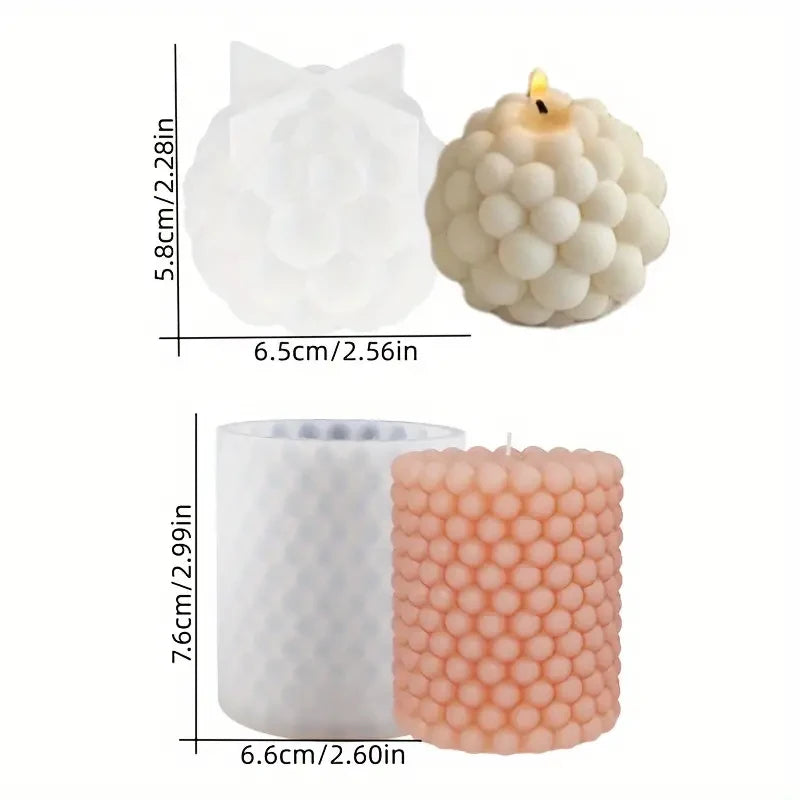 3D Silicone Candle Mold - Cylindrical Bubble and Round Ball Shape for DIY Candle and Craft Making - My Neatology