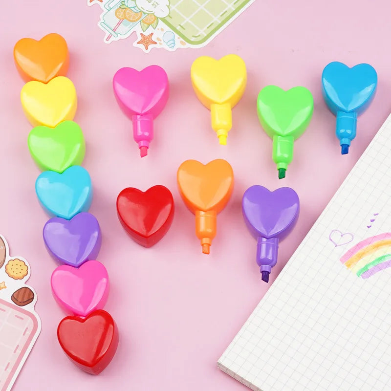 Rainbow Heart Highlighters – Set of 6 - My Neatology