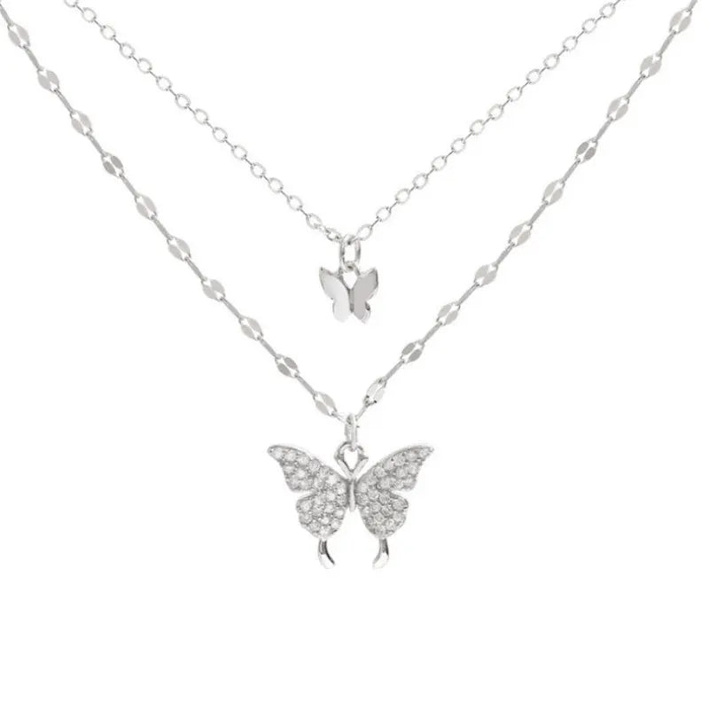 Shiny Butterfly Double-Layer Necklace - My Neatology