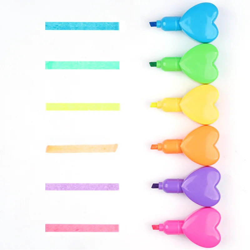 Rainbow Heart Highlighters – Set of 6 - My Neatology