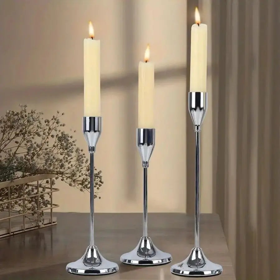 European Style Black Taper Candle Holders – Set of 3 - My Neatology