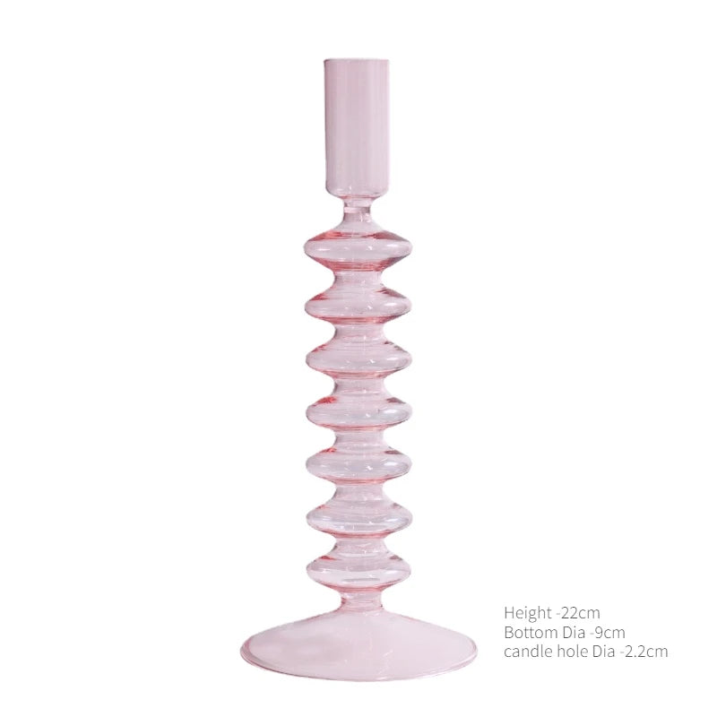 Elegant Pink Glass Candle Holder & Vase – Nordic-Style Home Decor for Weddings, Events, and Table Centerpieces - My Neatology