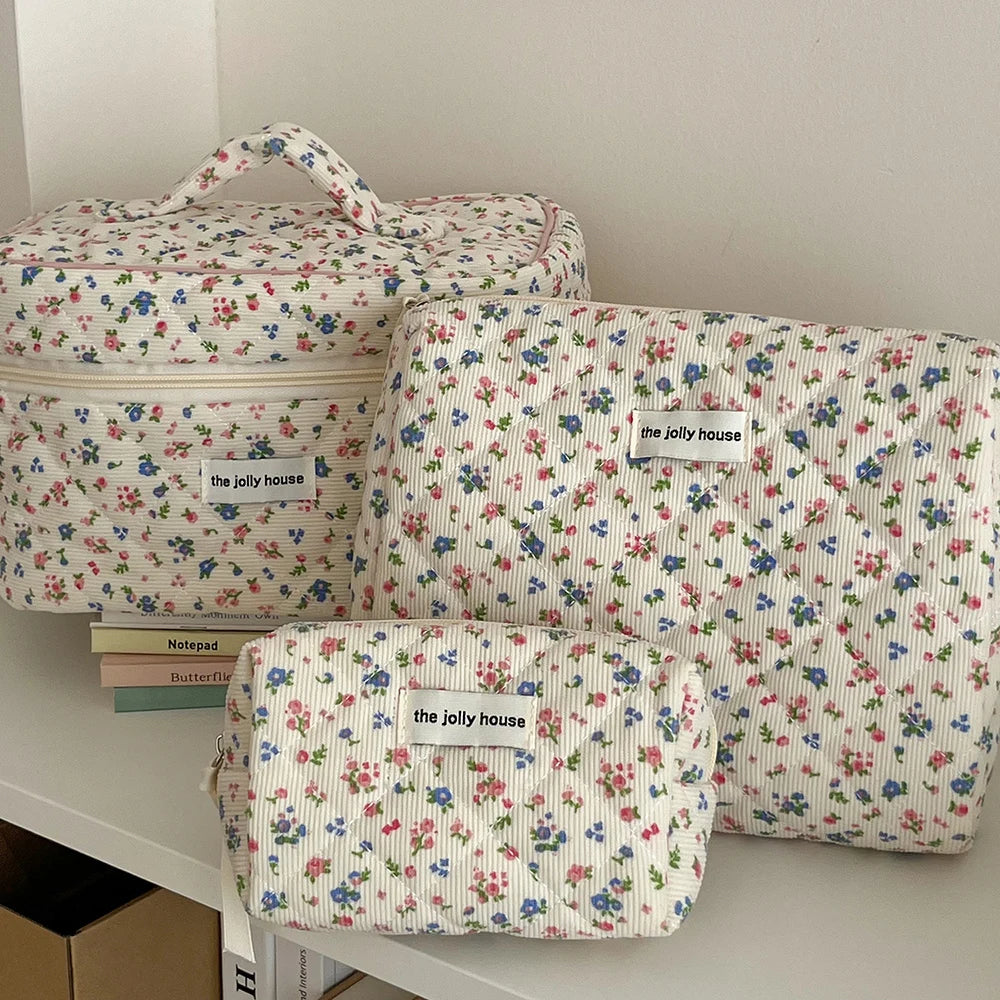 Vintage Floral Cotton Makeup Bag Set - My Neatology