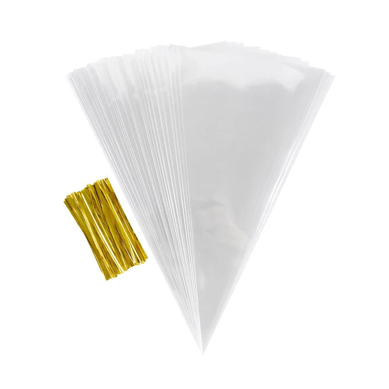 50pcs Clear Cone Candy Storage Bags - My Neatology