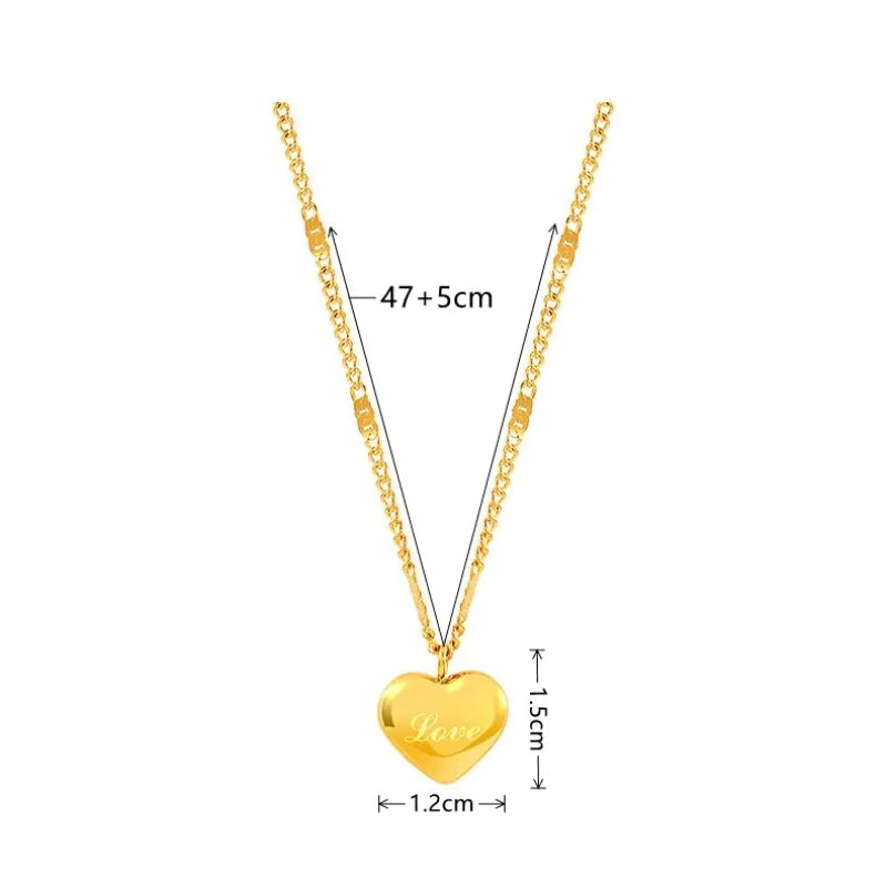 Gold-Color Engraved Love Heart Necklace - My Neatology