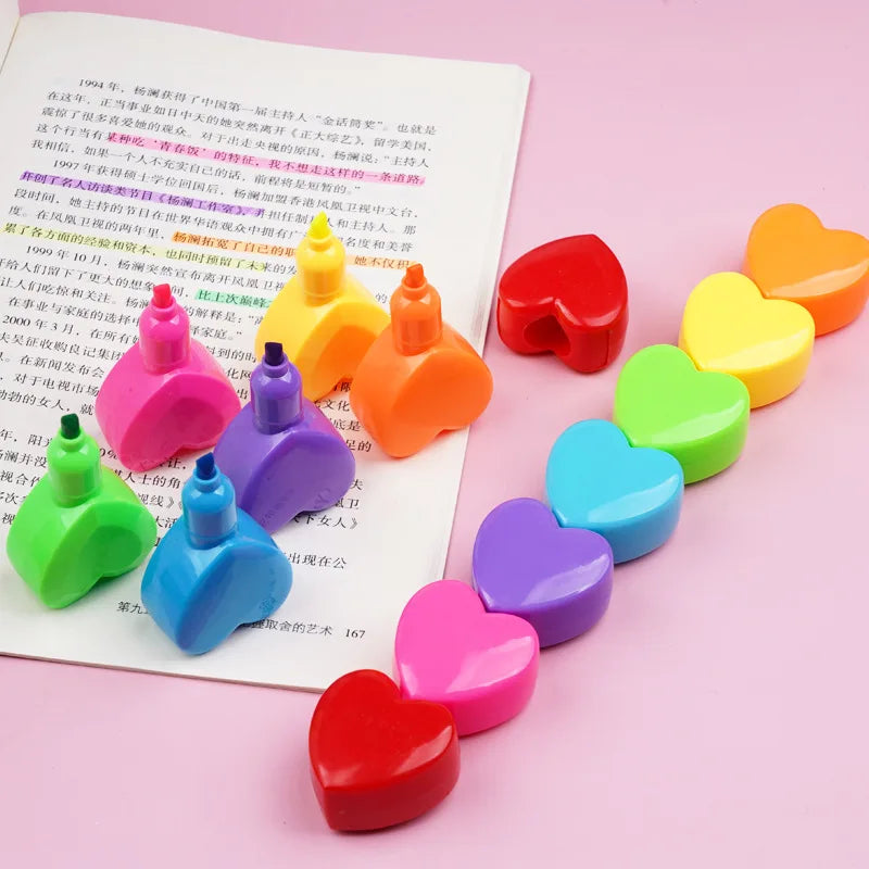 Rainbow Heart Highlighters – Set of 6 - My Neatology 