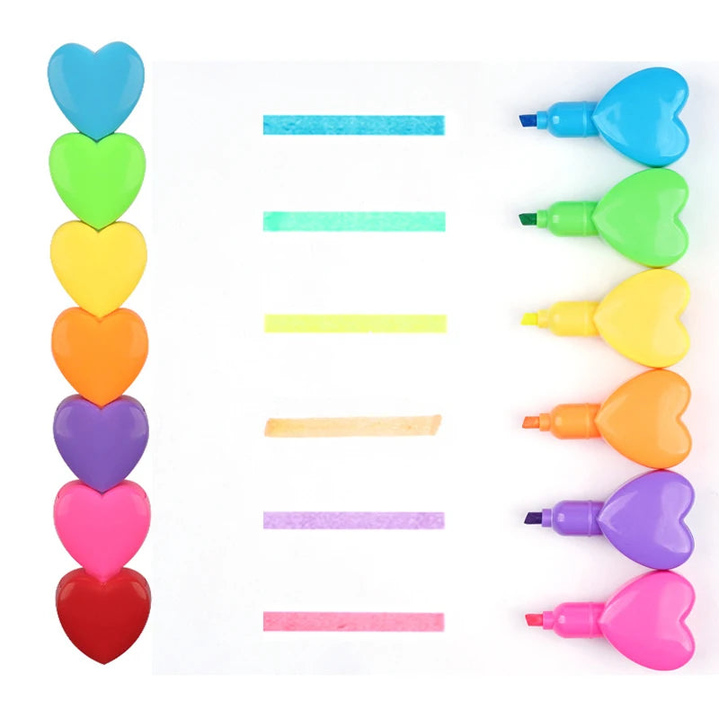 Rainbow Heart Highlighters – Set of 6 - My Neatology