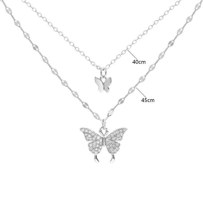 Shiny Butterfly Double-Layer Necklace - My Neatology