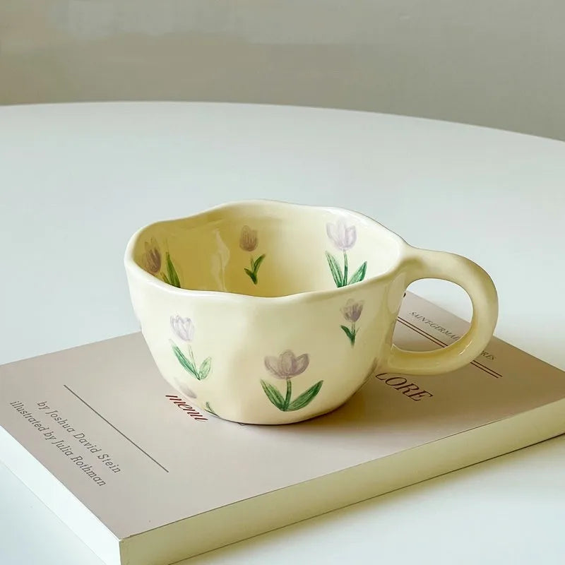 Irregular Flower Ceramic Mug – Hand Pinched Korean Style - My Neatology