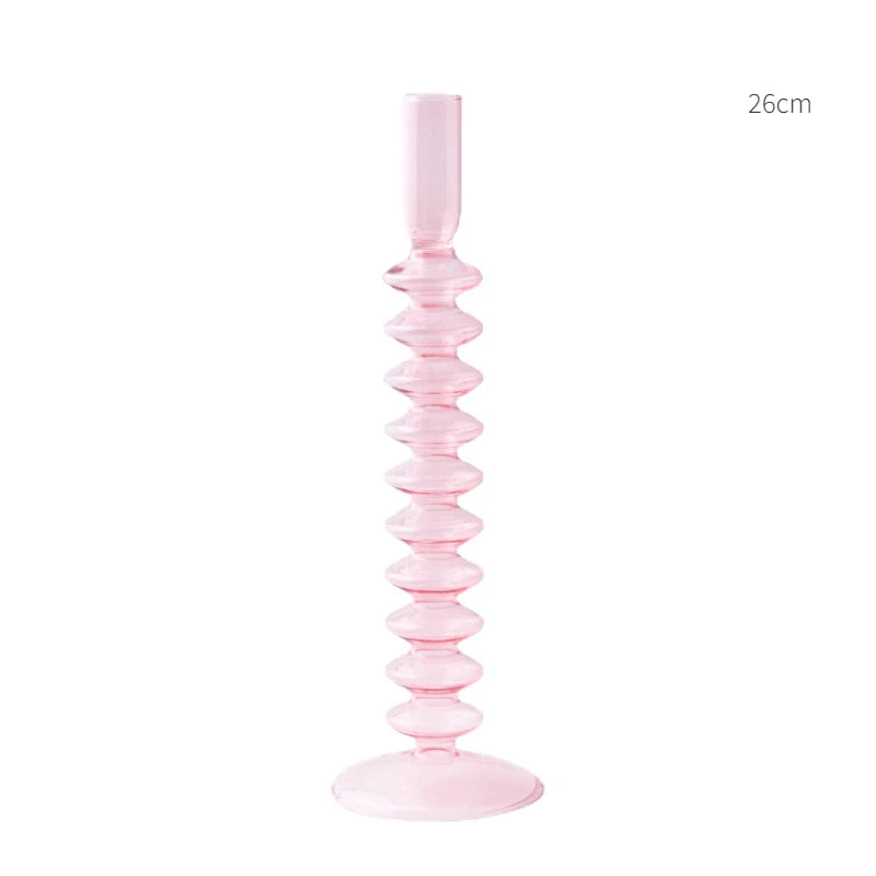 Elegant Pink Glass Candle Holder & Vase – Nordic-Style Home Decor for Weddings, Events, and Table Centerpieces - My Neatology