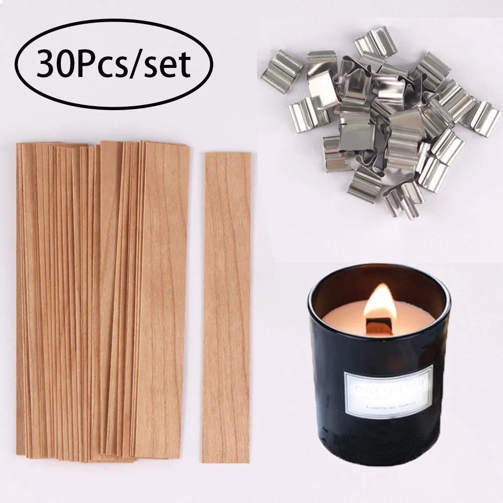 30pcs Wooden Candle Wicks Candle Making Set with Clip Base - My Neatology