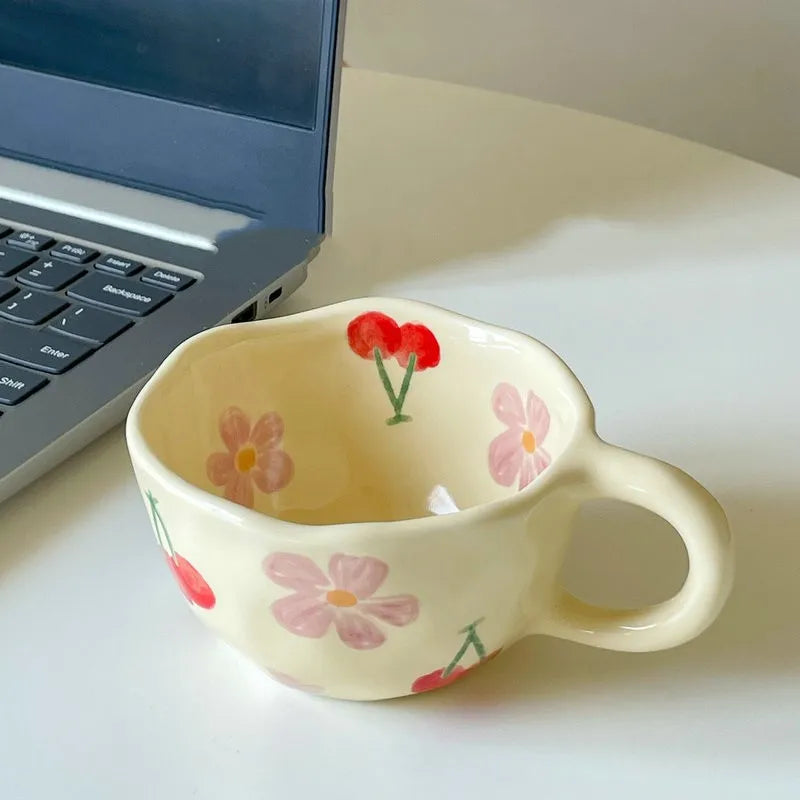 Irregular Flower Ceramic Mug – Hand Pinched Korean Style - My Neatology