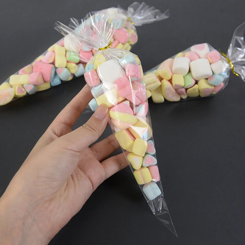 50pcs Clear Cone Candy Storage Bags - My Neatology