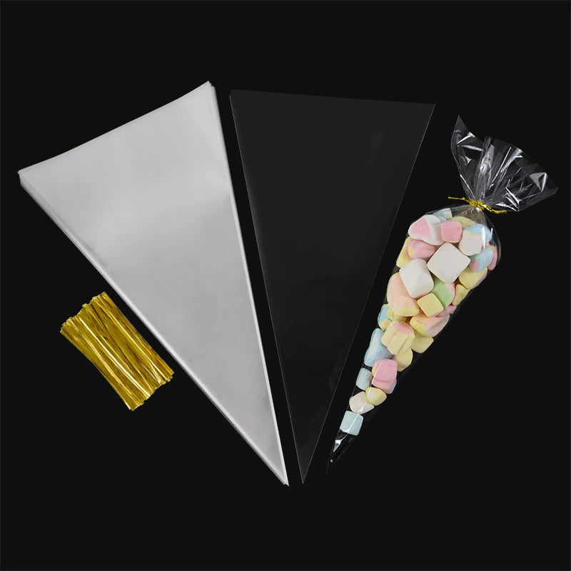 50pcs Clear Cone Candy Storage Bags - My Neatology