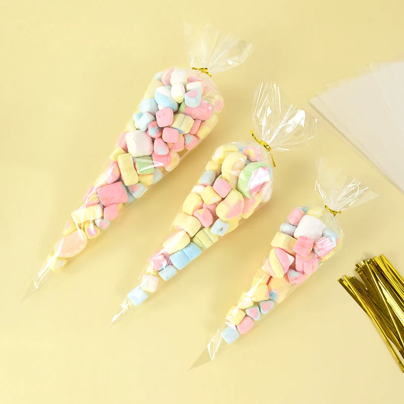 50pcs Clear Cone Candy Storage Bags - My Neatology