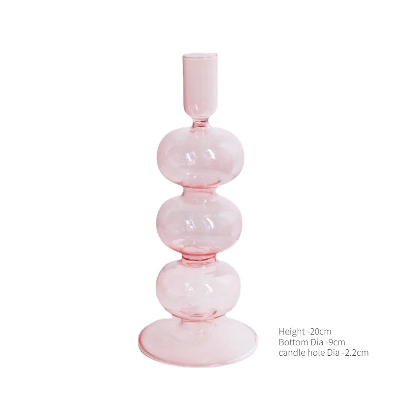 Elegant Pink Glass Candle Holder & Vase – Nordic-Style Home Decor for Weddings, Events, and Table Centerpieces - My Neatology