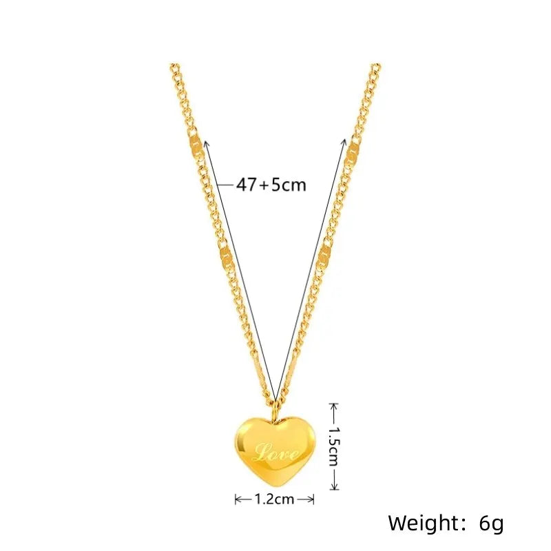 Gold-Color Engraved Love Heart Necklace - My Neatology