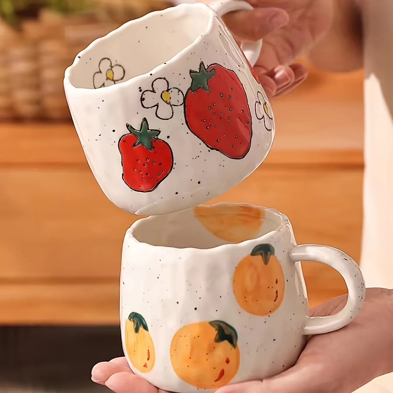 Vibrant Fruit-Themed Ceramic Coffee Mug & Plate Set - My Neatology 