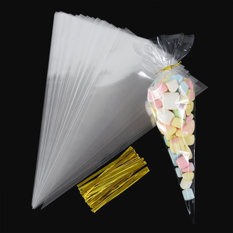 50pcs Clear Cone Candy Storage Bags - My Neatology