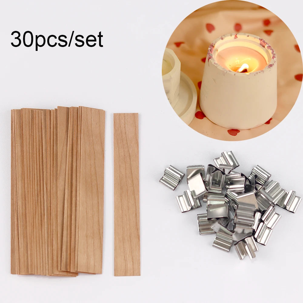 30pcs Wooden Candle Wicks Candle Making Set with Clip Base - My Neatology